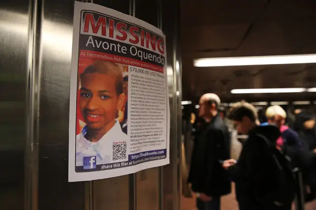 A poster about Avonte Oquendo at a subway station